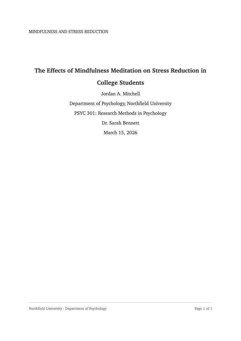 Classic professional apa title page